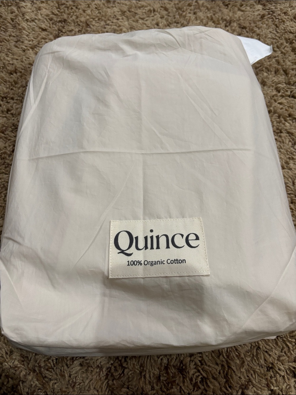 Quince Organic Cotton Percale King Duvet Cover Set in Sand